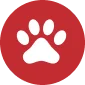 Cercle vermell que emmarca la icona del servei de mascotes